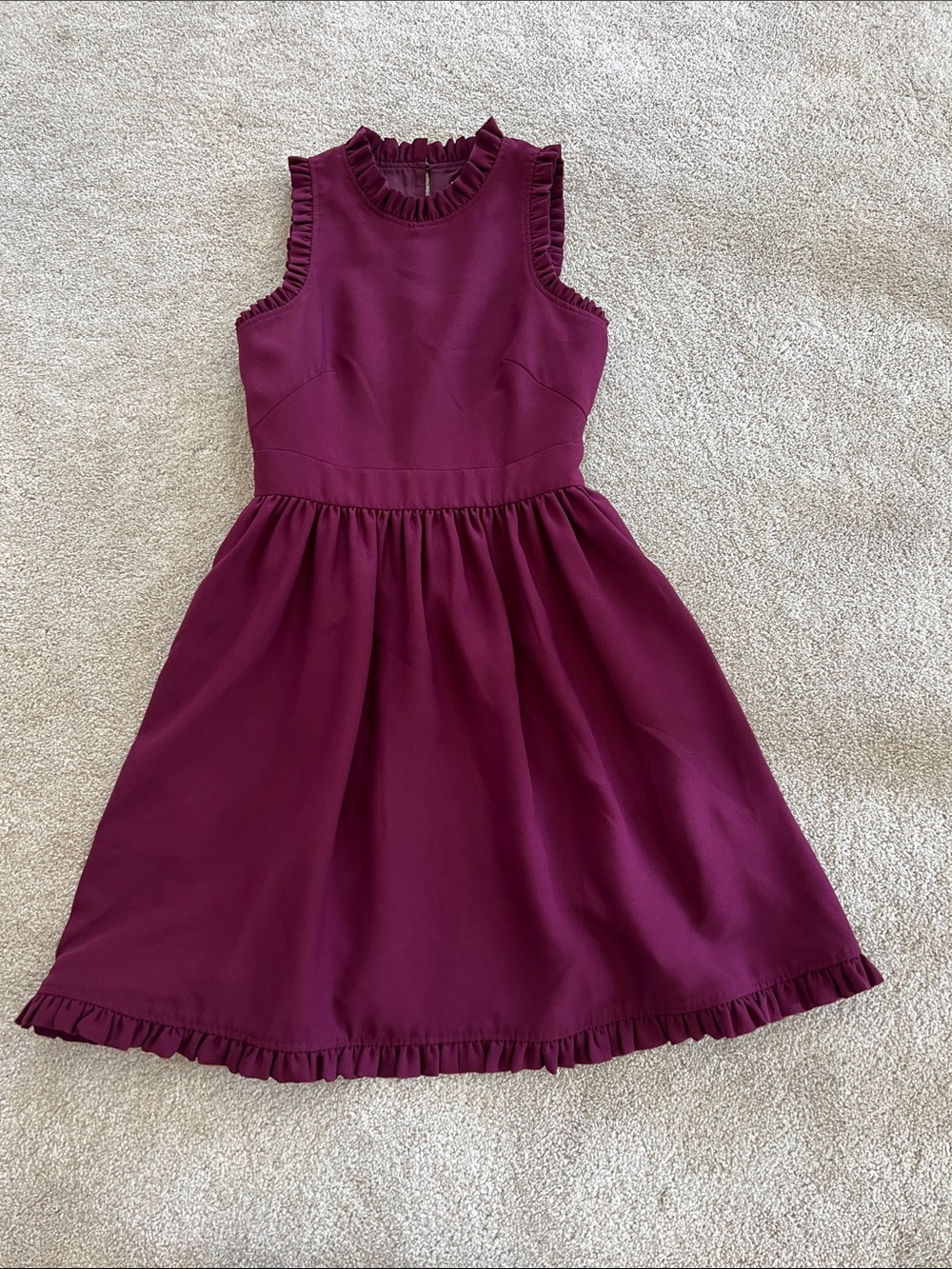 Kate spade Sleeveless Ruffle Neck Dress Deep Berry plum size 0